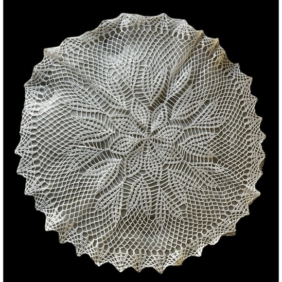 Handmade Other - Handcrafted White Crocheted Cotton Doily 25.5" D Wedding Cottage Country Core